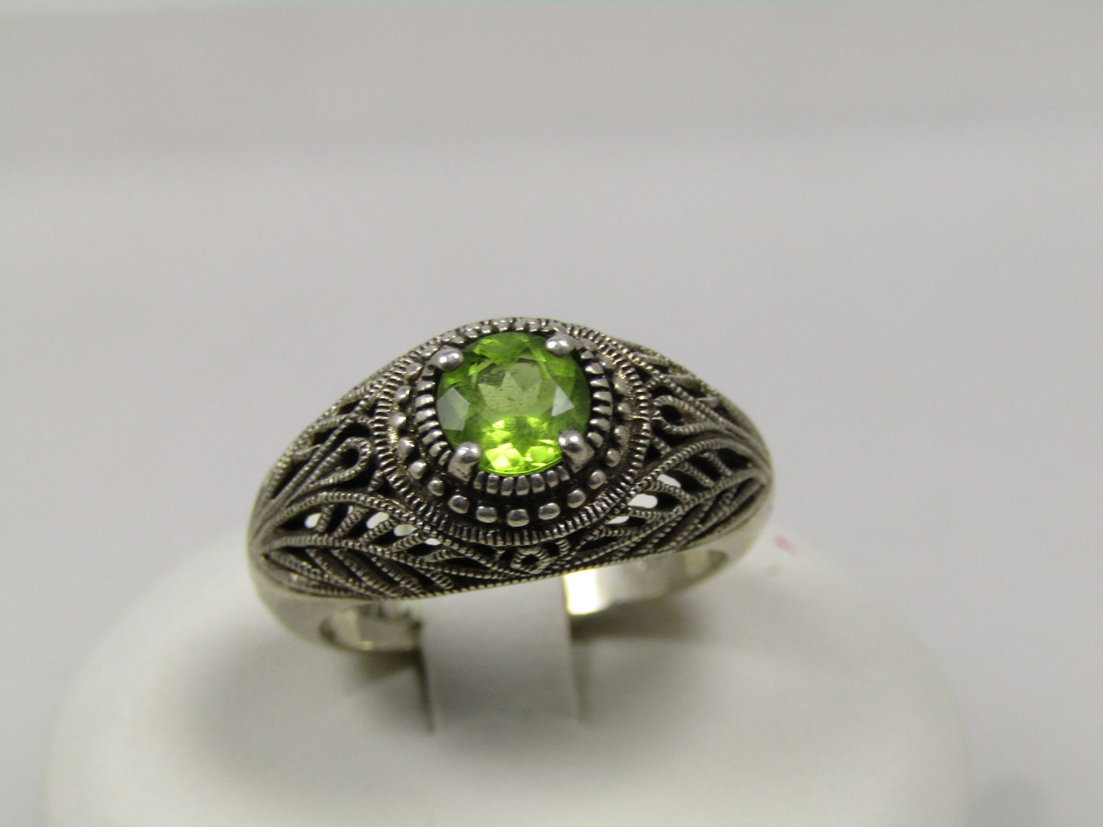 Vintage Sterling Peridot Ring, Sz. 6m Open Filigree, 1980's-1990's - 2