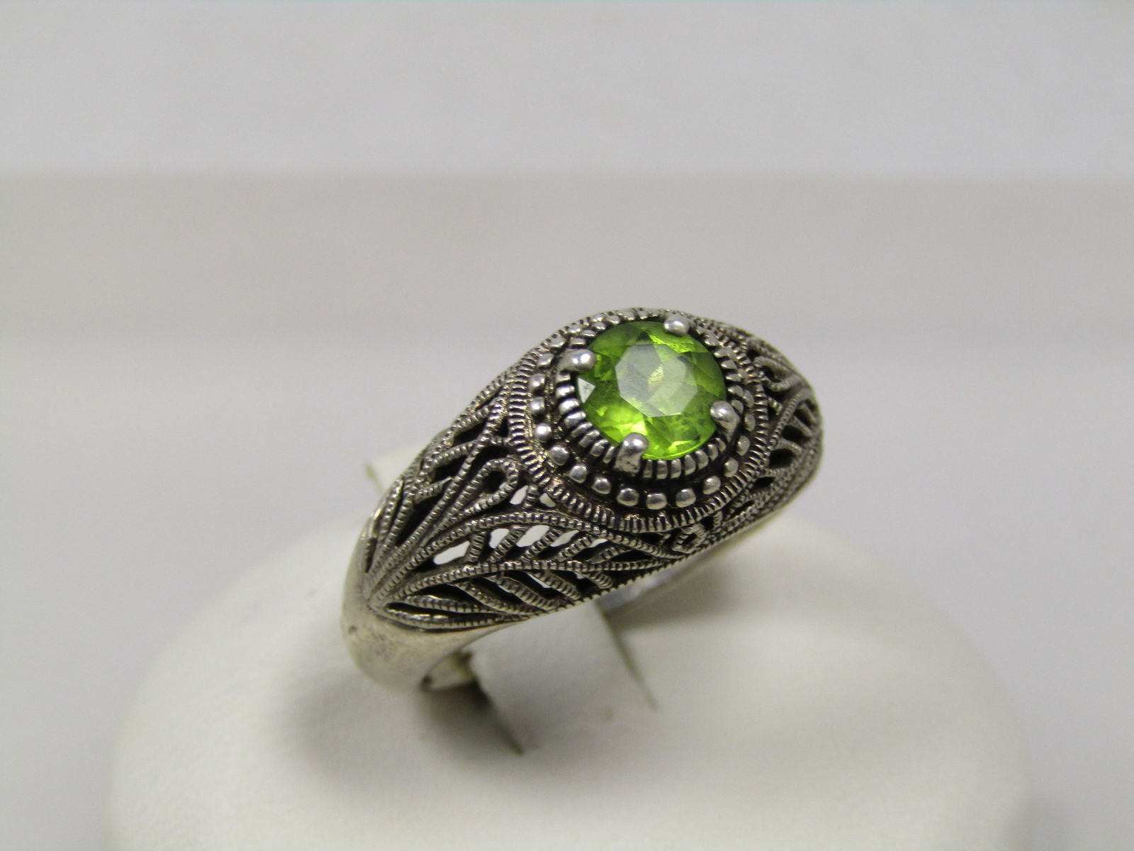 Vintage Sterling Peridot Ring, Sz. 6m Open Filigree, 1980's-1990's - 3