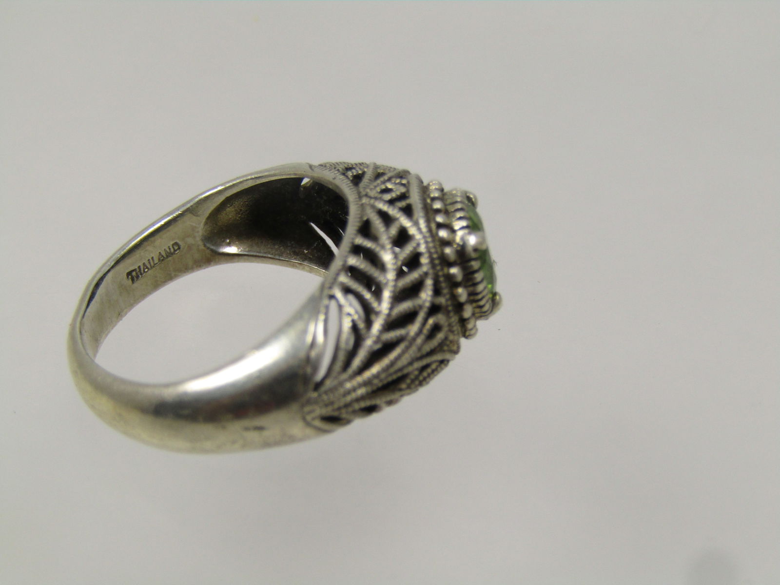 Vintage Sterling Peridot Ring, Sz. 6m Open Filigree, 1980's-1990's - 5