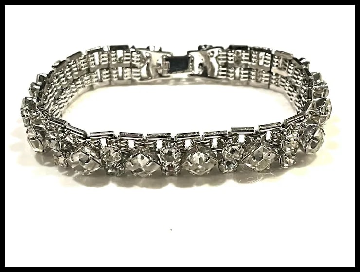 Vintage Statement Rhinestone Tennis Bracelet - 4
