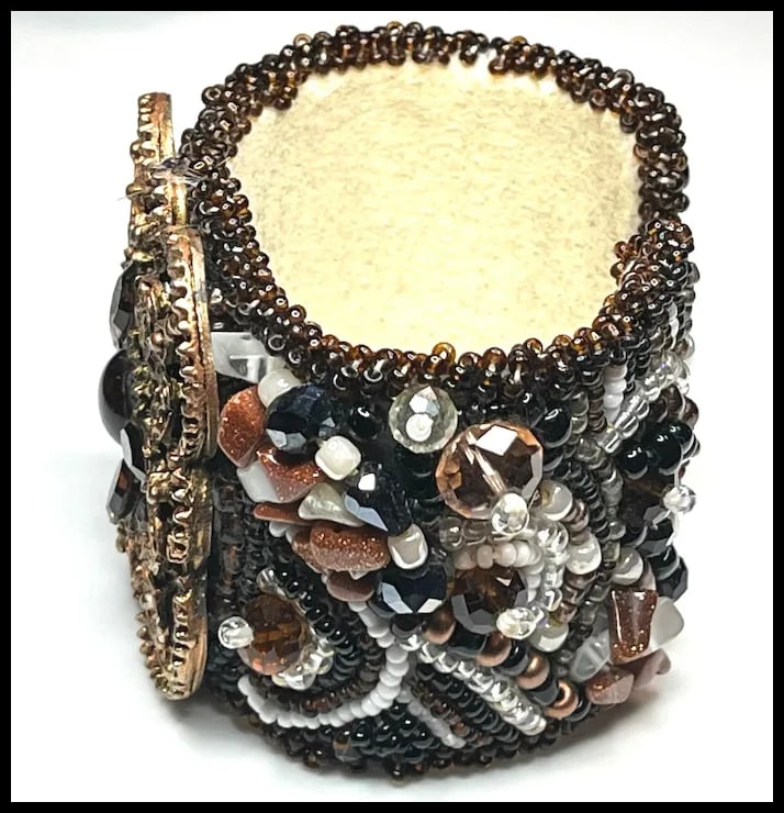 Vintage Handmade Artisan Beaded Bracelet/Cuff - 3