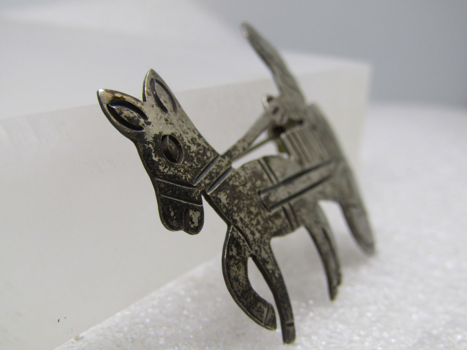 Vintage Sterlnig Horse/Donkey & Cart Brooch with Man, Taxco, MX, 1960's-1970's - 3