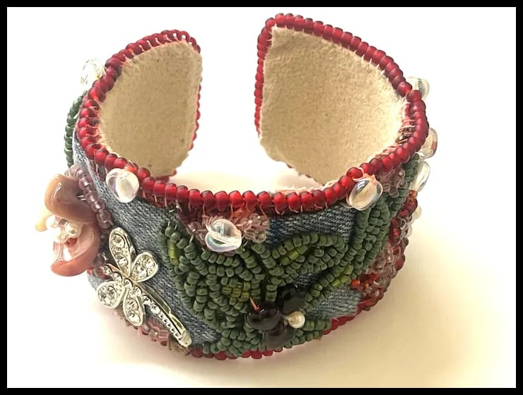 Vintage Handmade Artisan Beaded Bracelet/Cuff - 2