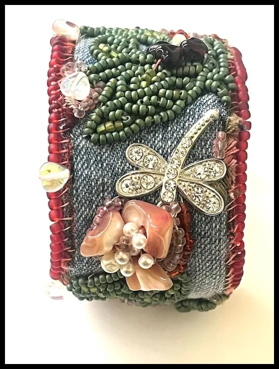 Vintage Handmade Artisan Beaded Bracelet/Cuff - 3