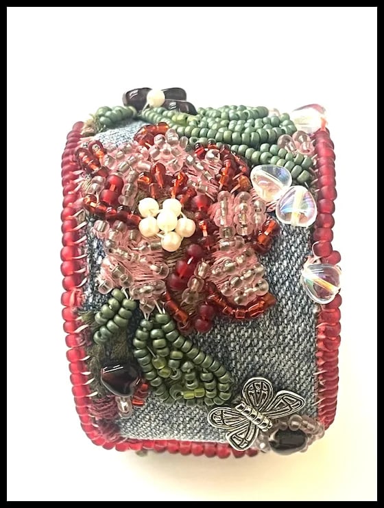 Vintage Handmade Artisan Beaded Bracelet/Cuff - 4