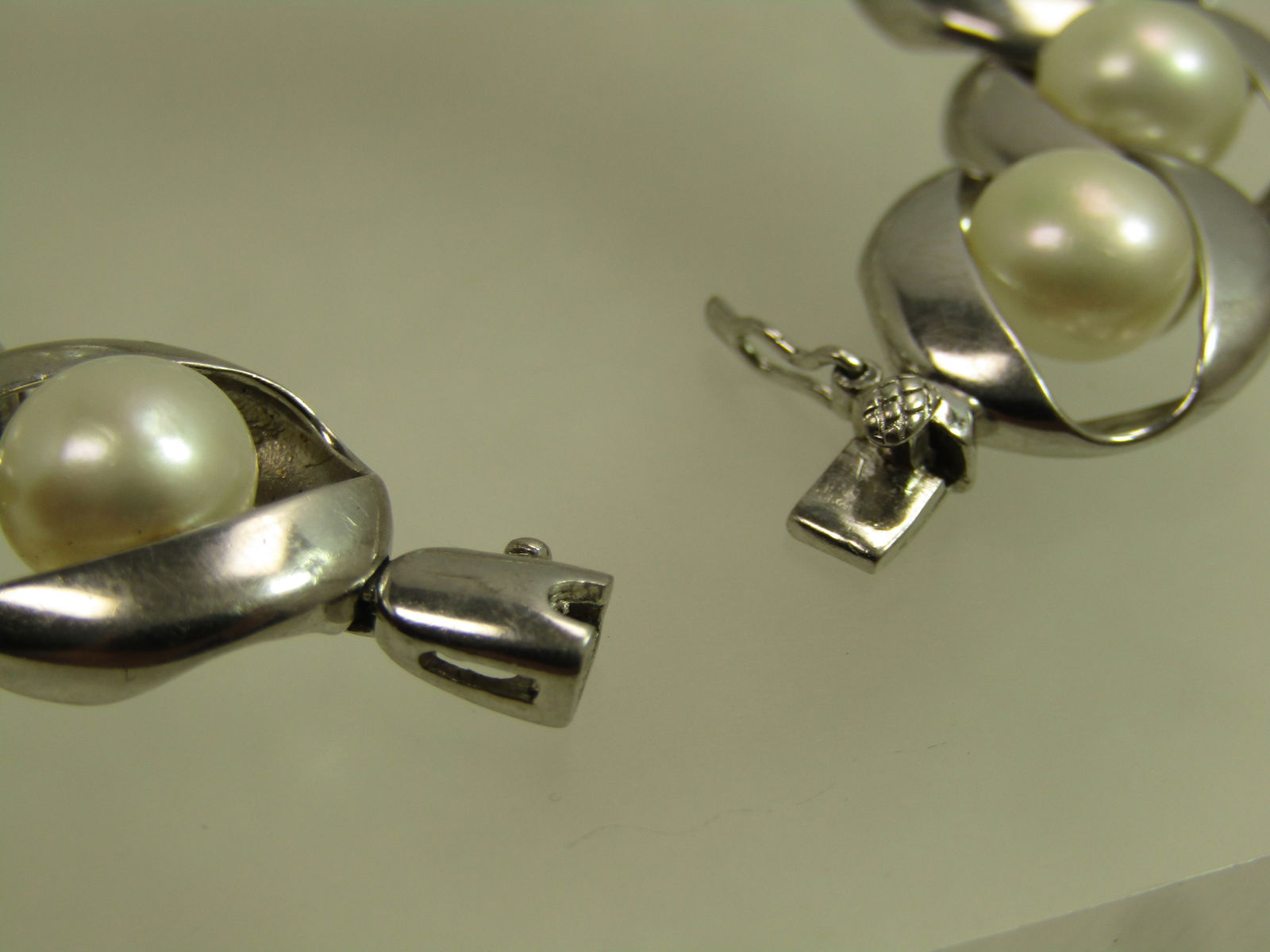 Vintage Sterling Cultured Pearl Bracelet, Signed KN, 7", 1980's-1990's - 5