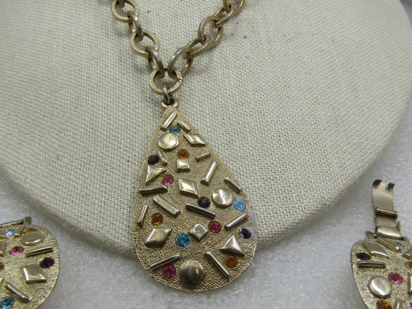 Vintage Rhinestone & Geometric Necklace & Bracelet Set, Sarah Coventry, 1960's-1970's. - 2