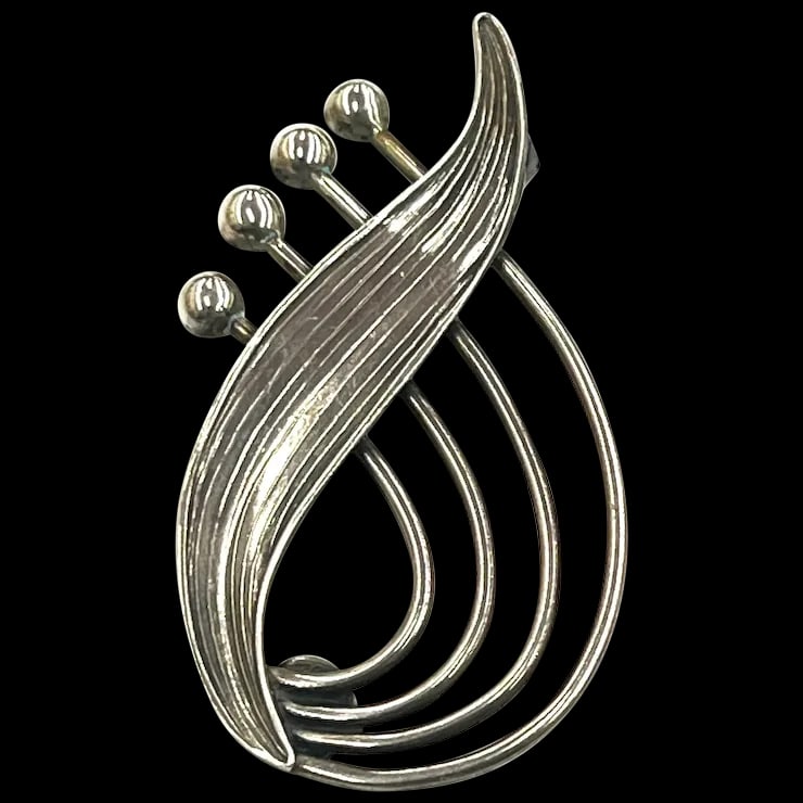 Estate Sterling Silver COF "Carl OVE Frydensberg" Modernist Style Brooch/Pin (Missing Closure): Title: Estate Sterling Silver COF "Carl OVE Frydensberg" Modernist Style Brooch/Pin (Missing Closure) Description: Estate Sterling Silver COF "Carl OVE Frydensberg" Modernist Style Brooch/Pin