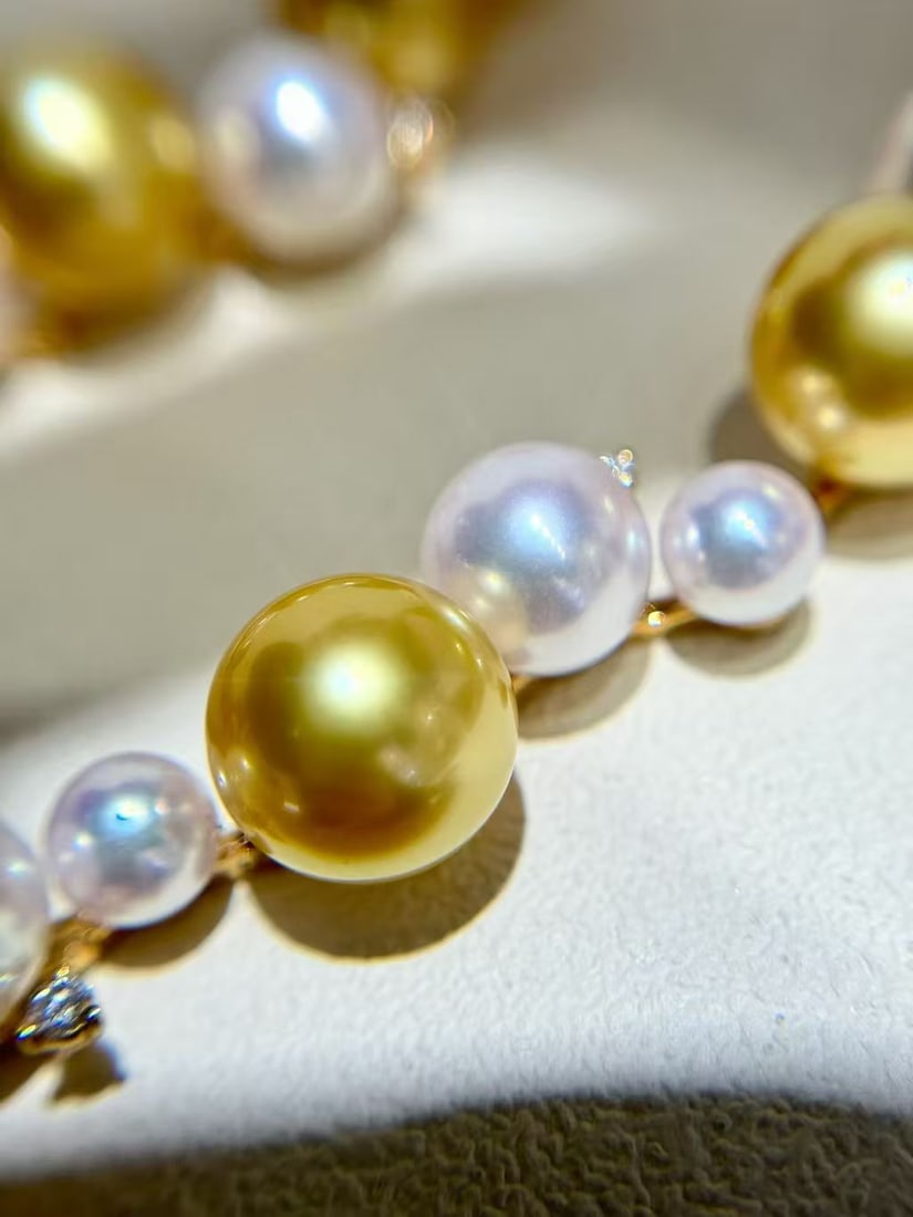 18k gold diamond pearl necklace - 3