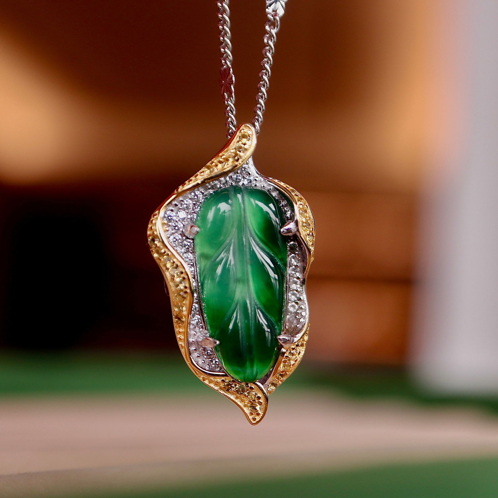 S925 pure silver natural jadeite pendant - 3