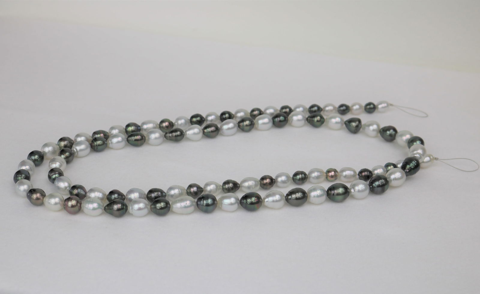 7-11mm Tahitian and SouthSea Multi Color Drop Baroque Long Necklace with 14k Clasp - 3