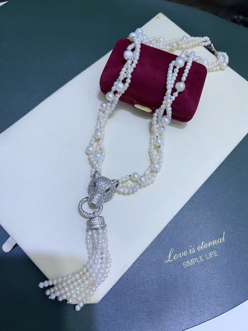 Natural white pearl necklace - 3