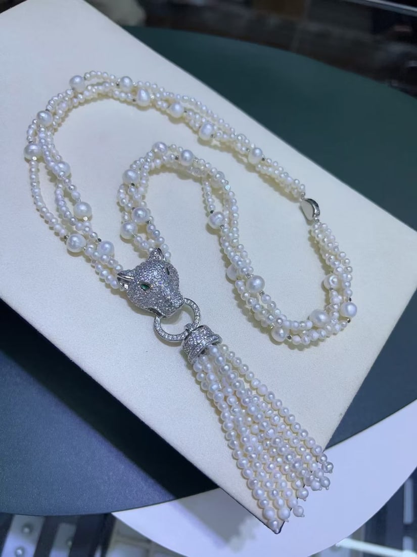 Natural white pearl necklace - 4