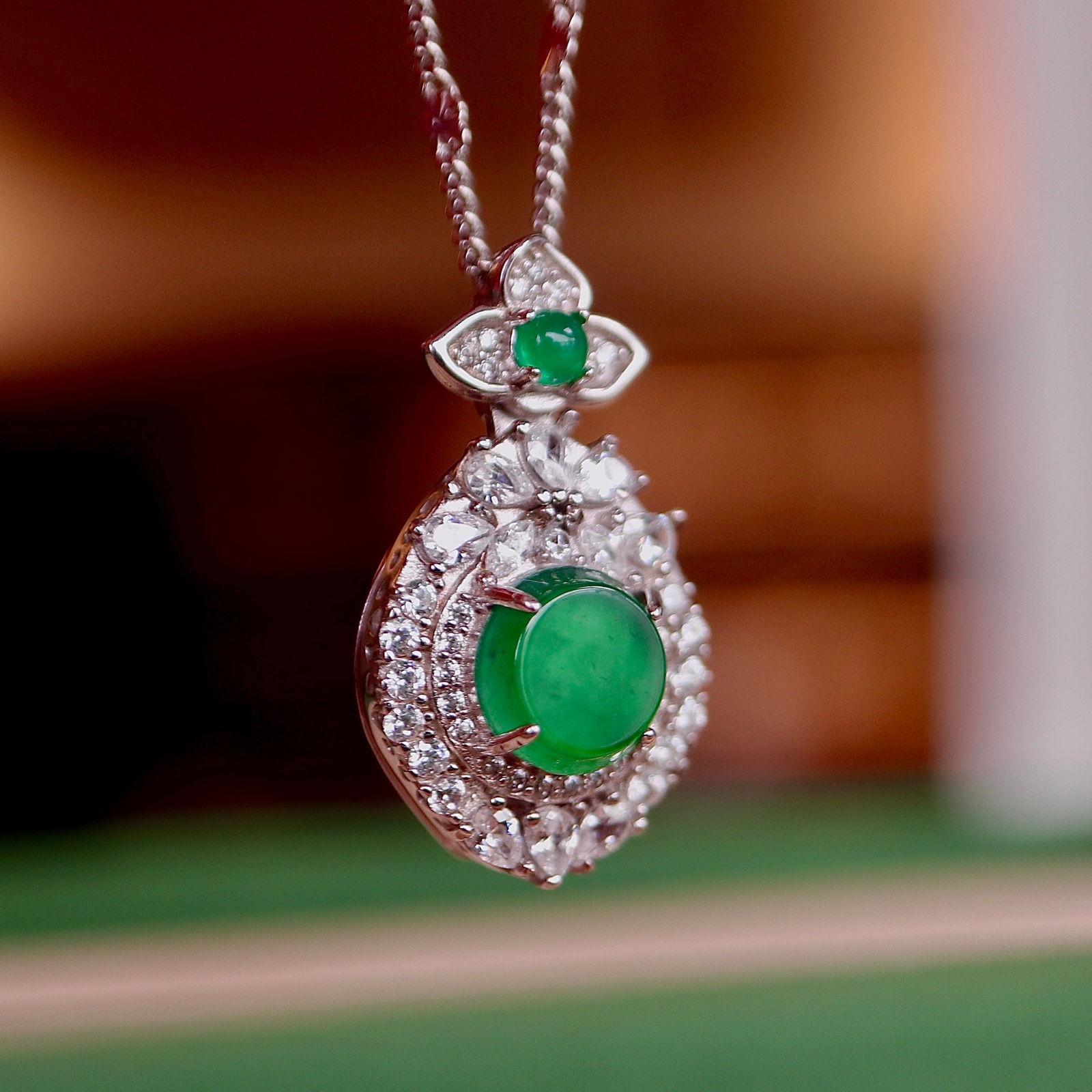 S925 pure silver natural jadeite pendant - 2