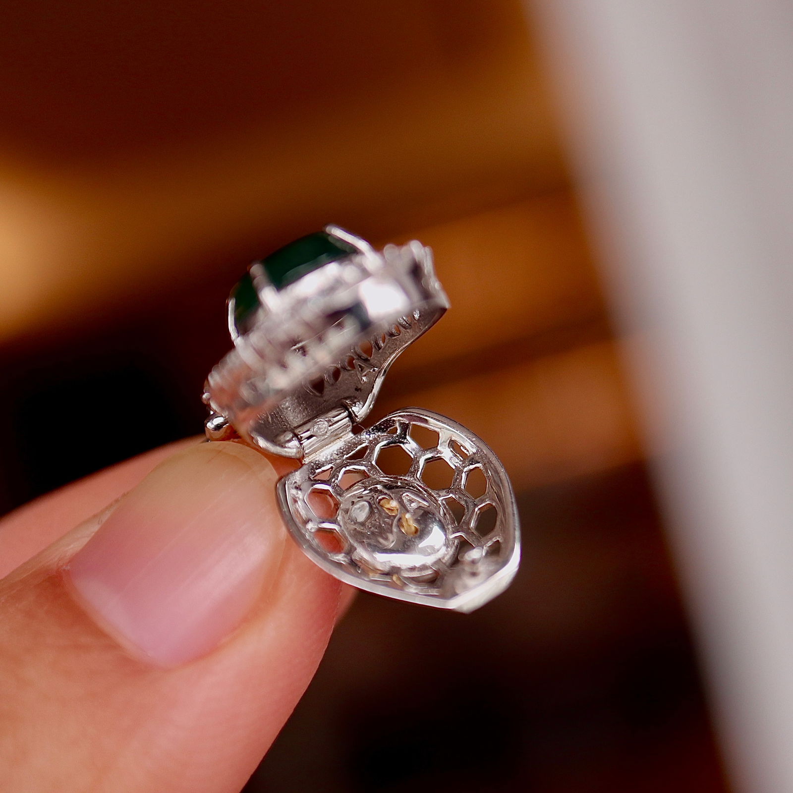 S925 pure silver natural jadeite pendant - 5