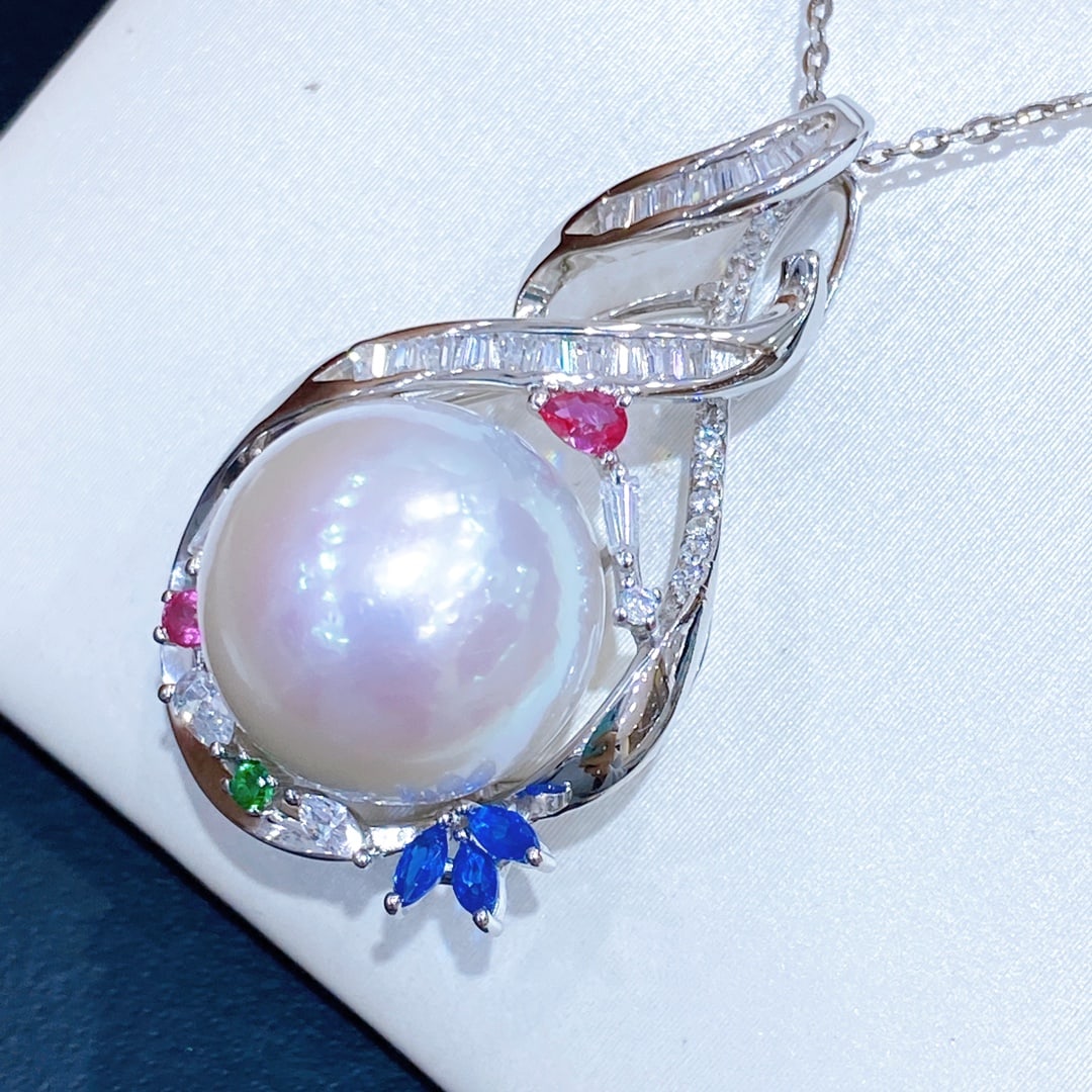 13-14mm natural pearl pendant, - 2