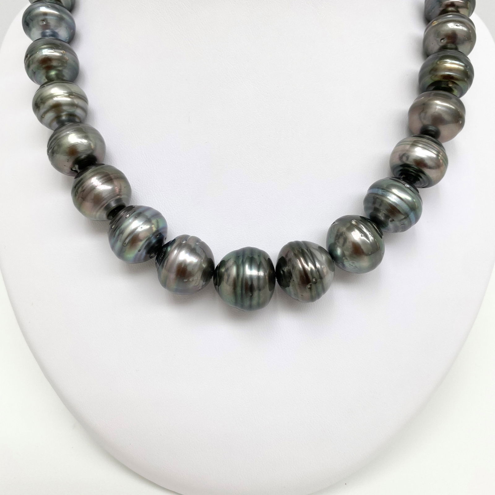 15-17mm Tahitian Circled Button/Baroque Pearl Necklace with 14k Clasp - 2