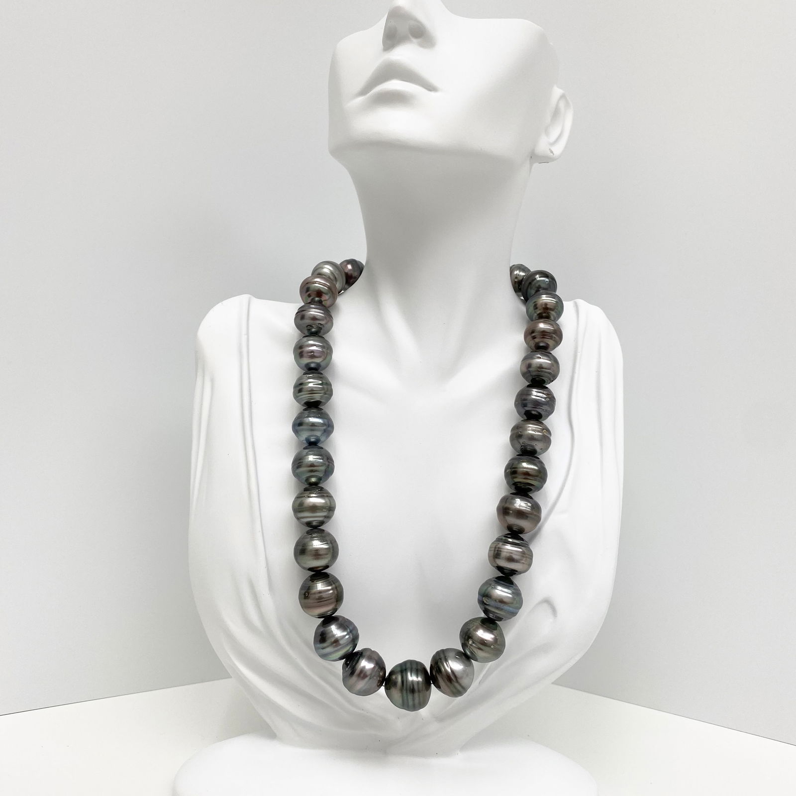 15-17mm Tahitian Circled Button/Baroque Pearl Necklace with 14k Clasp - 3