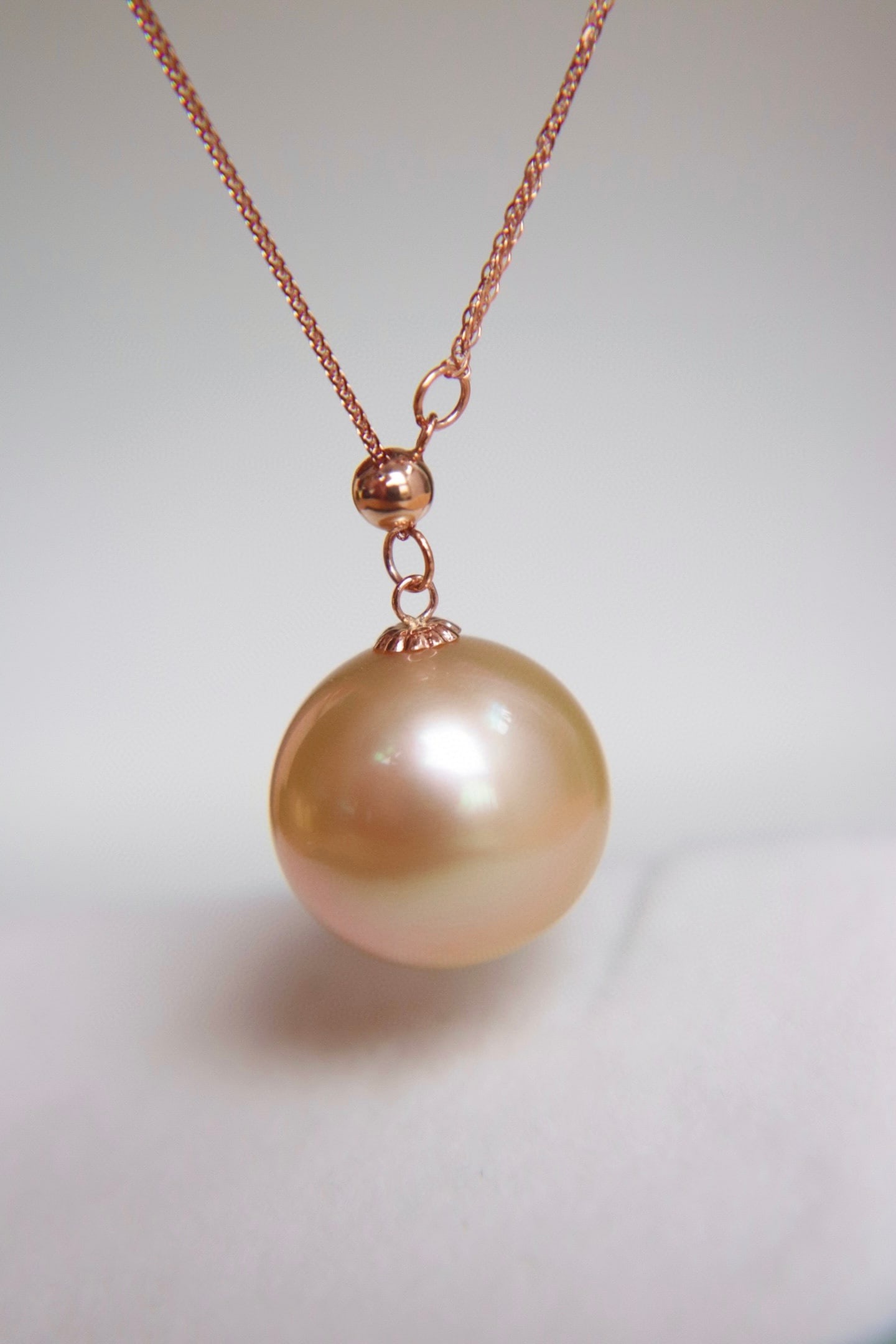 18K Gold South Sea Pearl Necklace, 12mm Round, High Luster, Adjustable Chain - 6