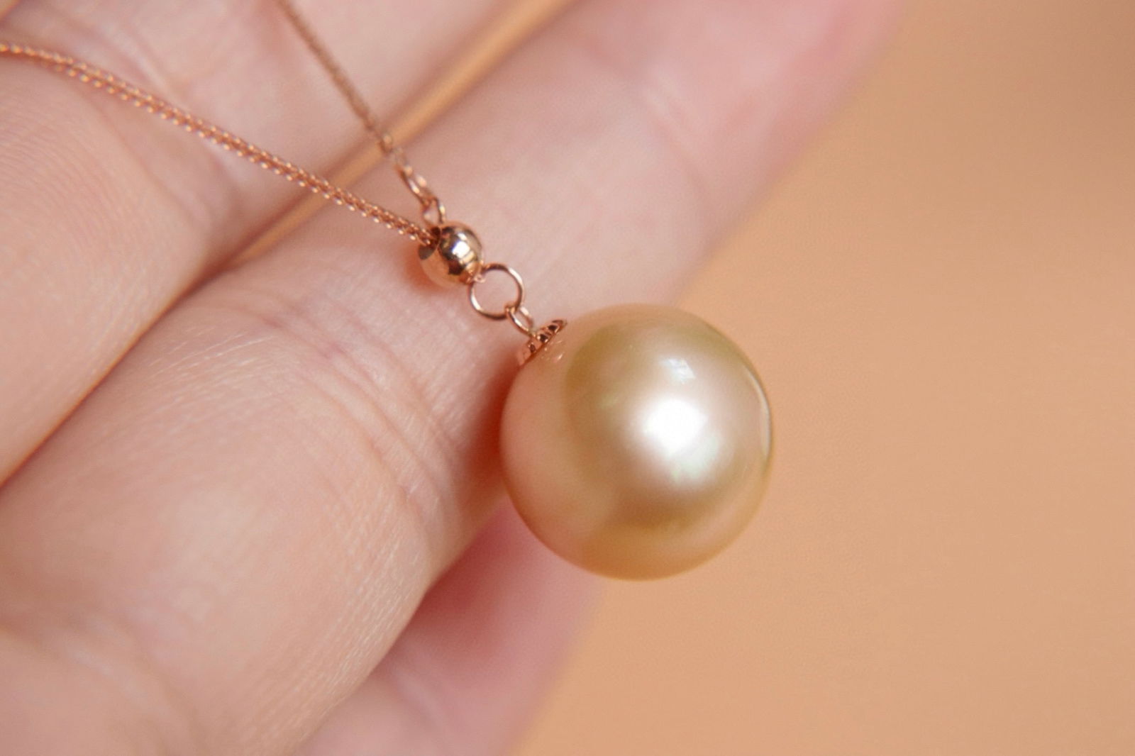 18K Gold South Sea Pearl Necklace, 12mm Round, High Luster, Adjustable Chain - 7