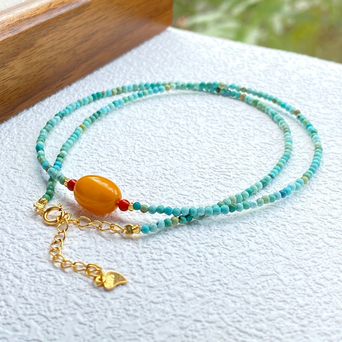 S925 pure silver natural turquoise necklace - 3