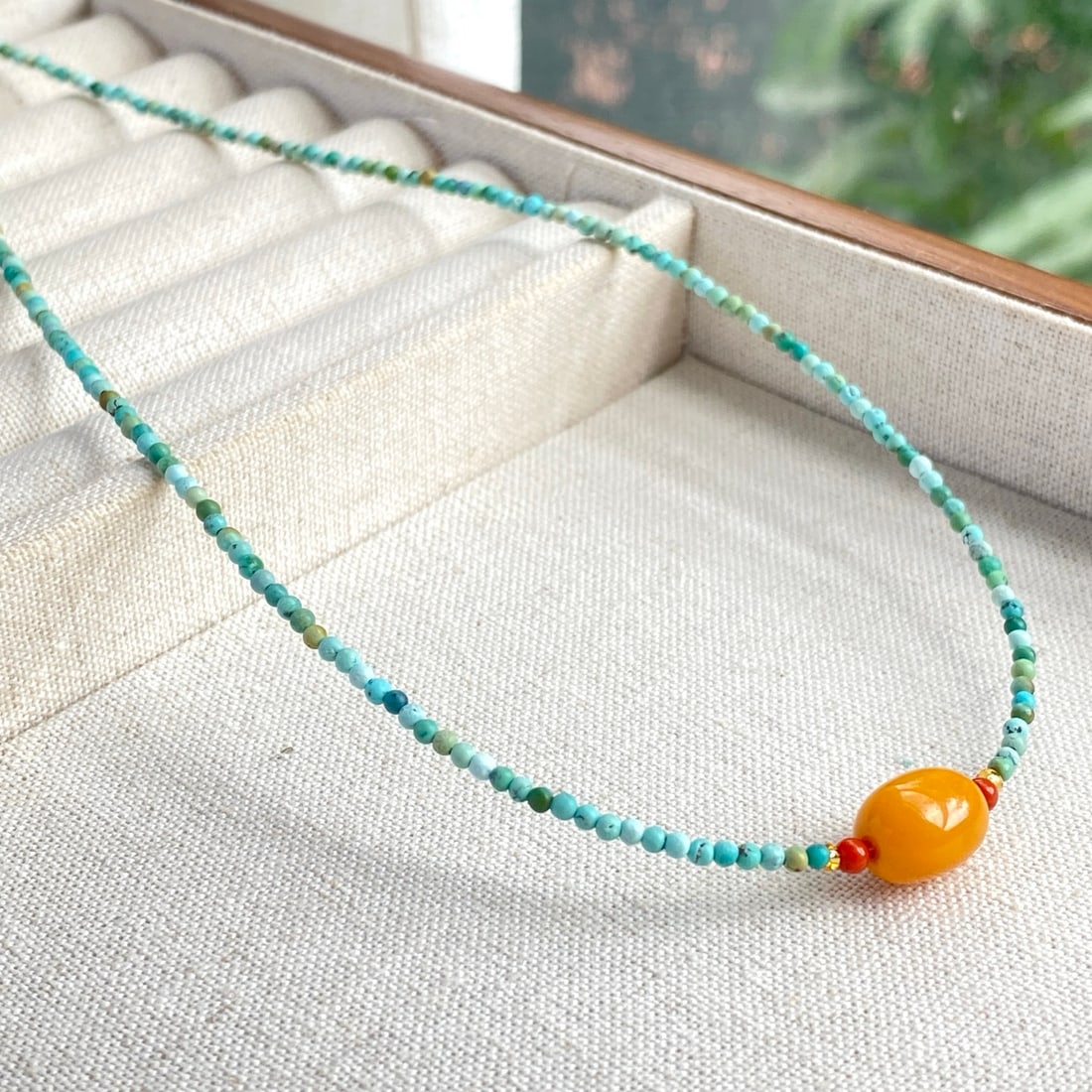 S925 pure silver natural turquoise necklace - 4