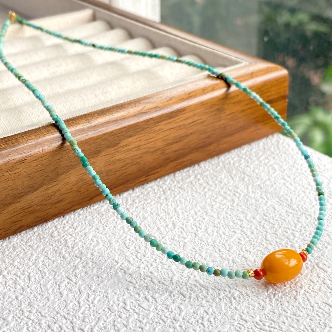 S925 pure silver natural turquoise necklace - 6