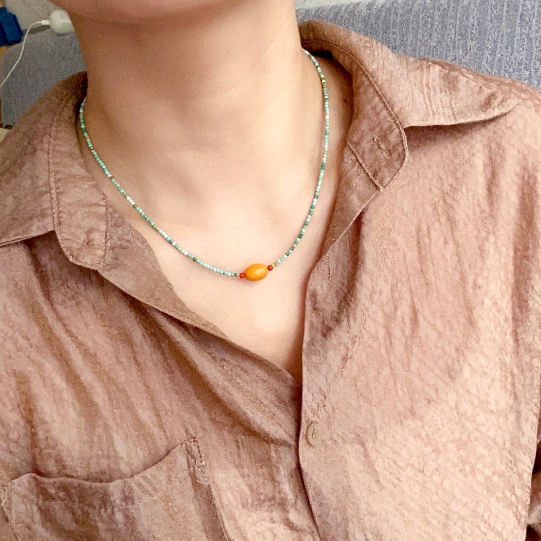 S925 pure silver natural turquoise necklace - 8