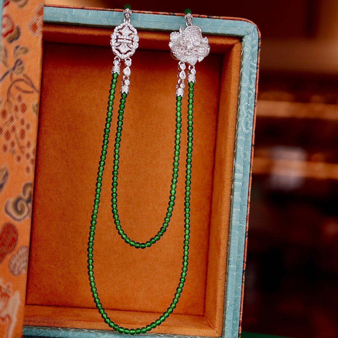 925 silver natural jadeite necklace - 3