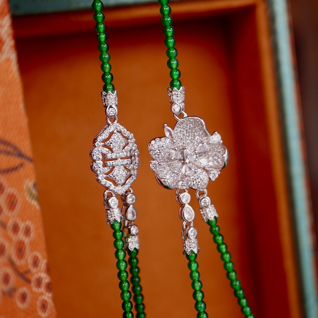 925 silver natural jadeite necklace - 4