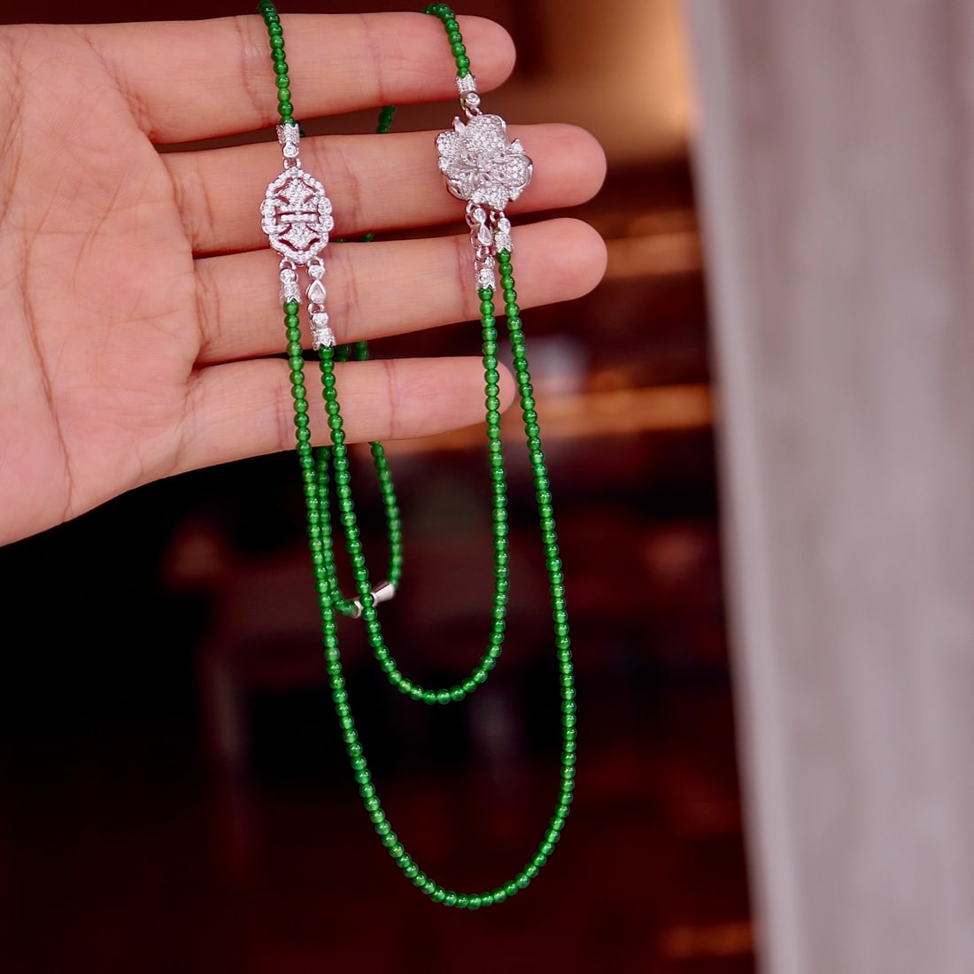 925 silver natural jadeite necklace - 8