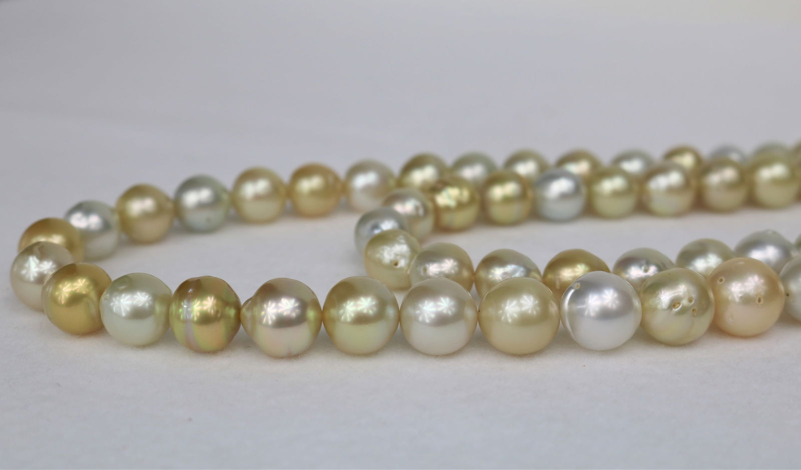 8-13mm South Sea White and Gold Near Round Long Necklace with 14k Clasp - 2