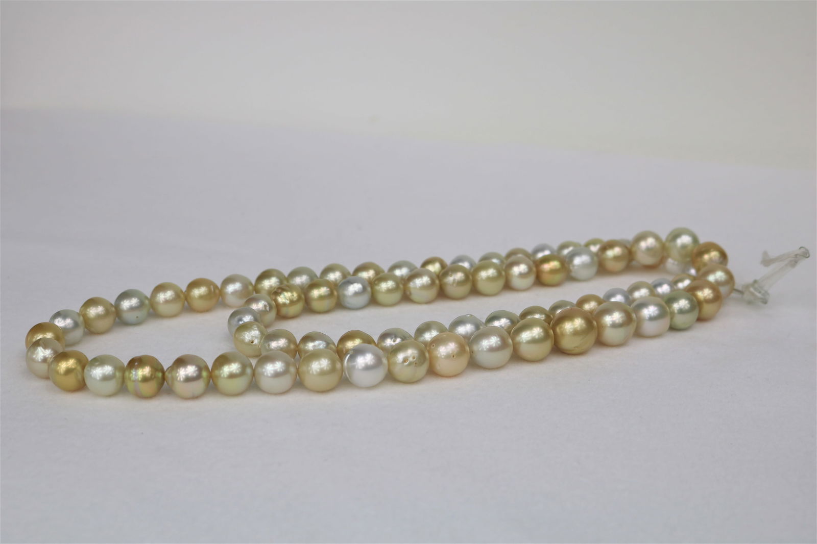 8-13mm South Sea White and Gold Near Round Long Necklace with 14k Clasp - 3