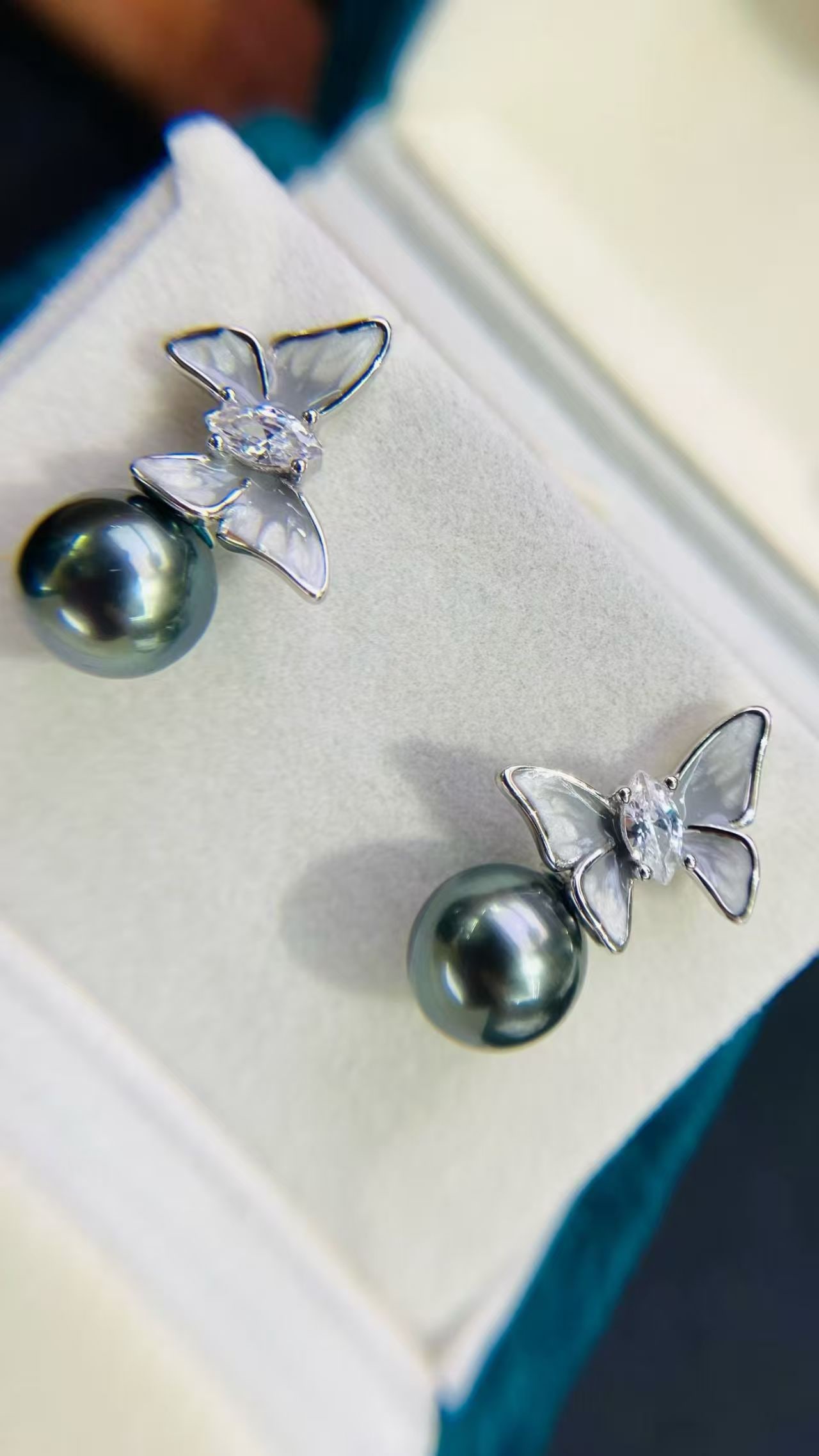 S925 pure silver butterfly bow pearl earrings ornament - 6