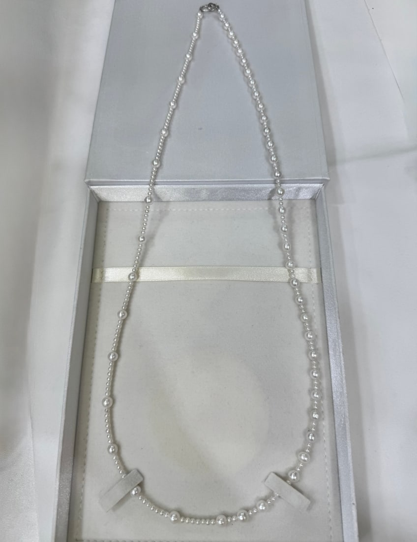 Layered Pearl Sweater Necklace 82cm 6-7mm & 2.5-3mm - 7