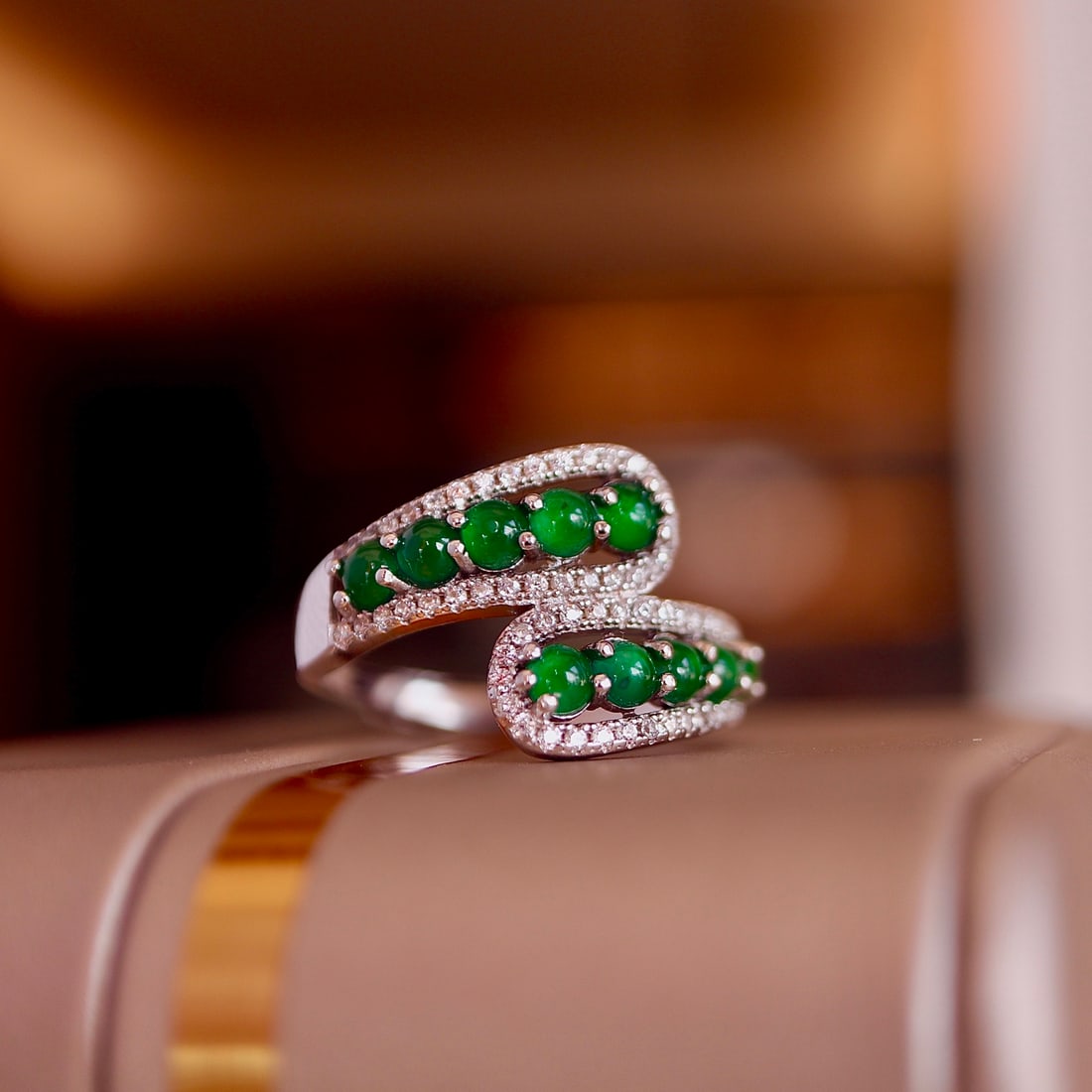 S925 pure silver natural jadeite ring - 2