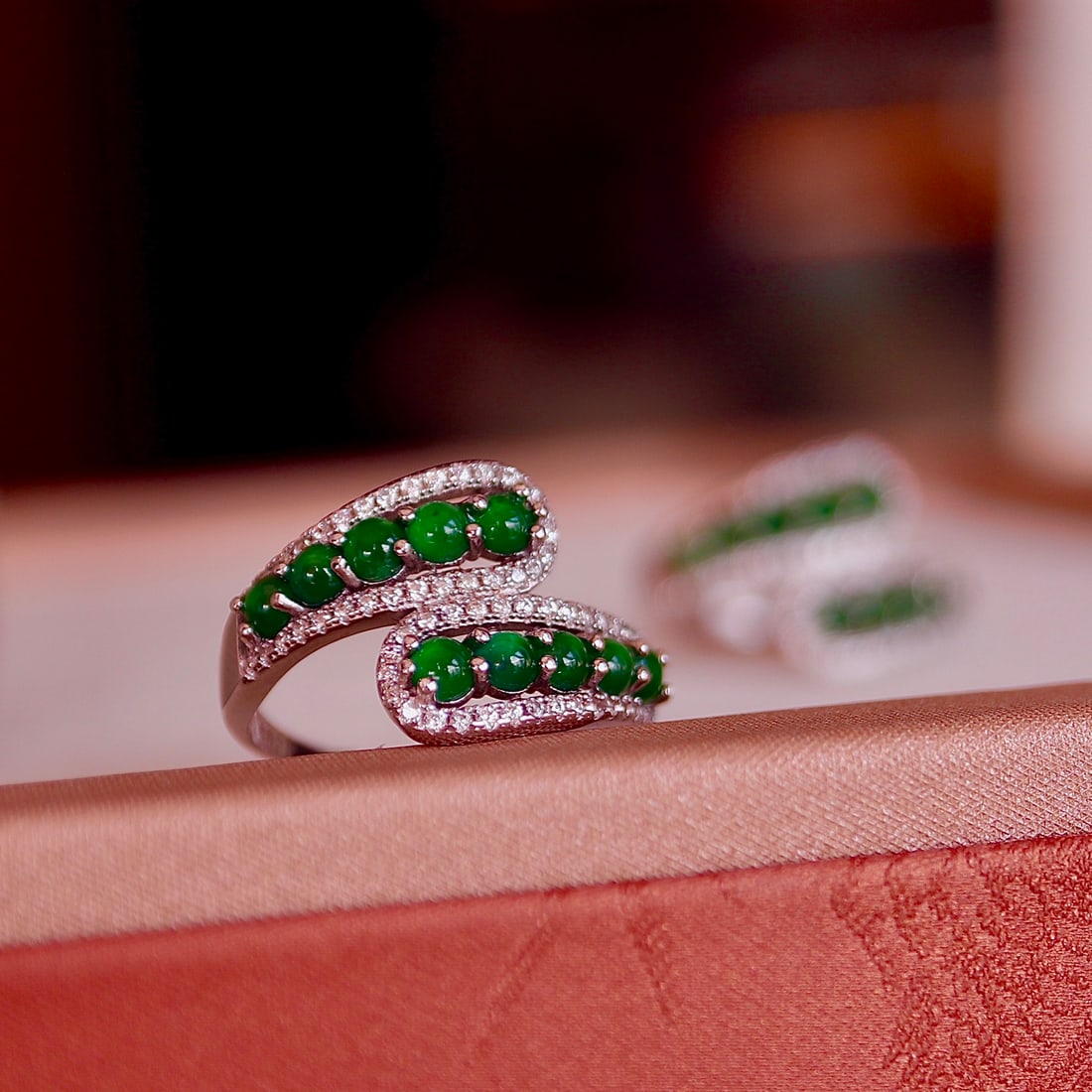 S925 pure silver natural jadeite ring - 3