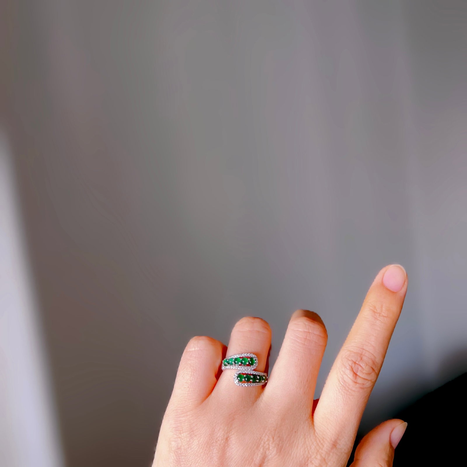 S925 pure silver natural jadeite ring - 9