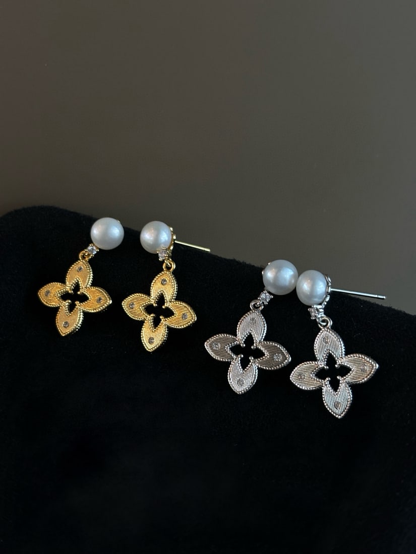 Sterling silver natural freshwater pearl earrings - 2