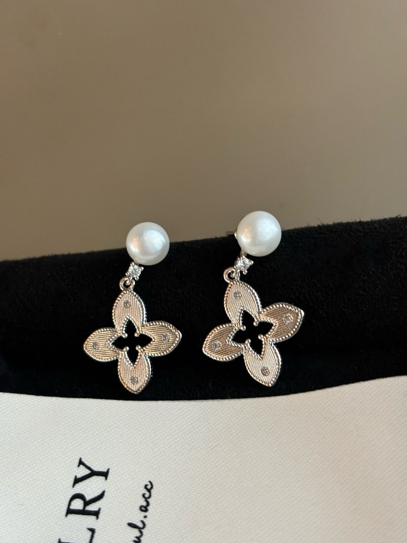 Sterling silver natural freshwater pearl earrings - 3