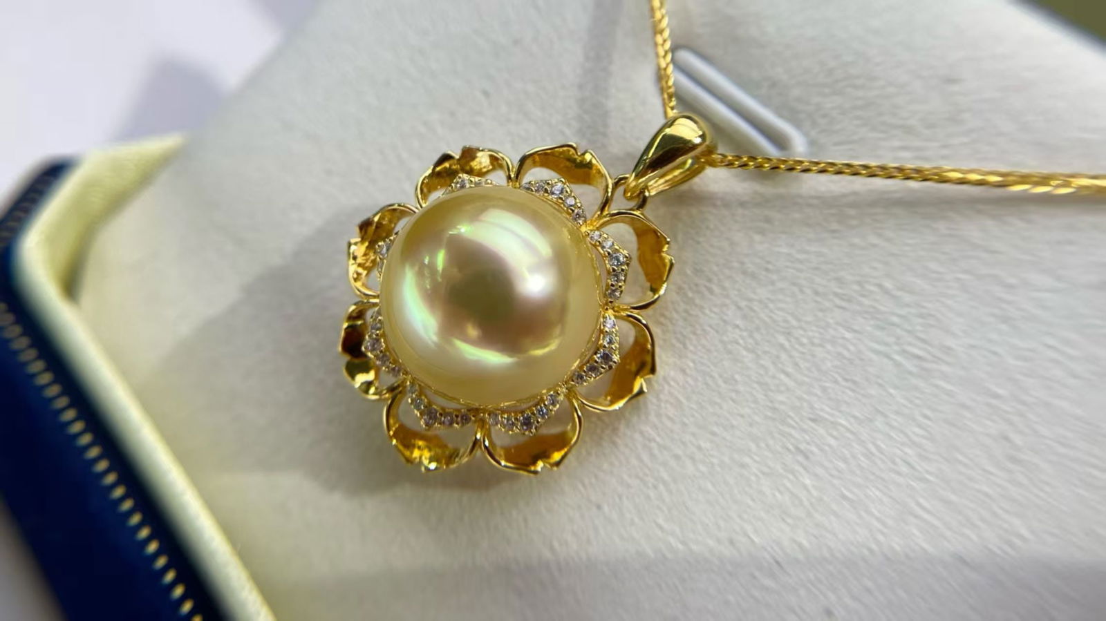 925 silver inlaid with zircon gold pearl pendant - 2