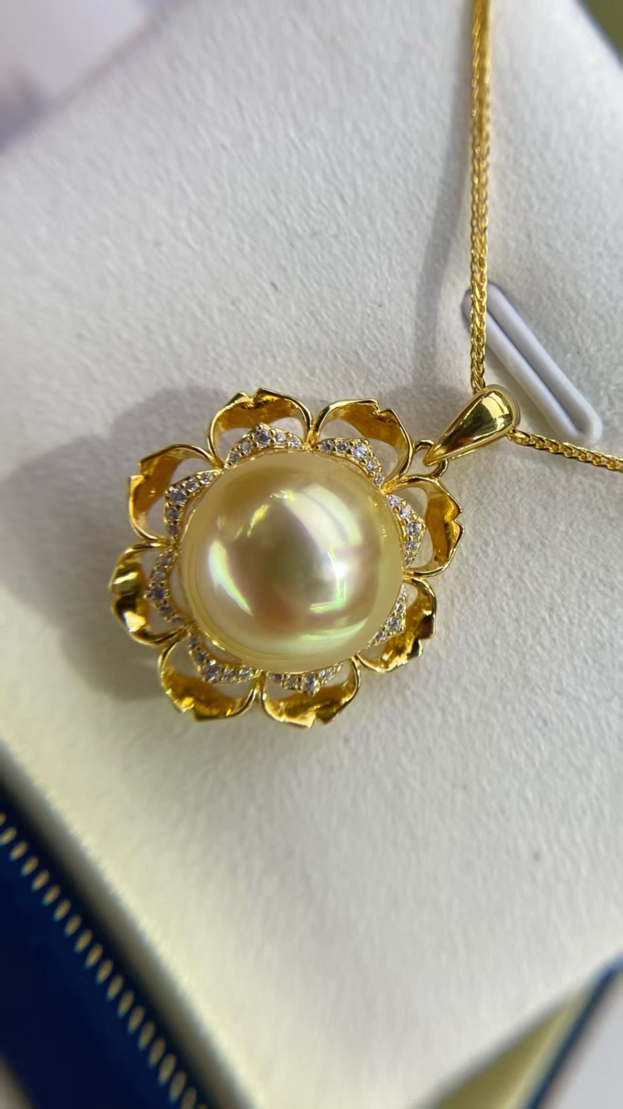 925 silver inlaid with zircon gold pearl pendant - 3