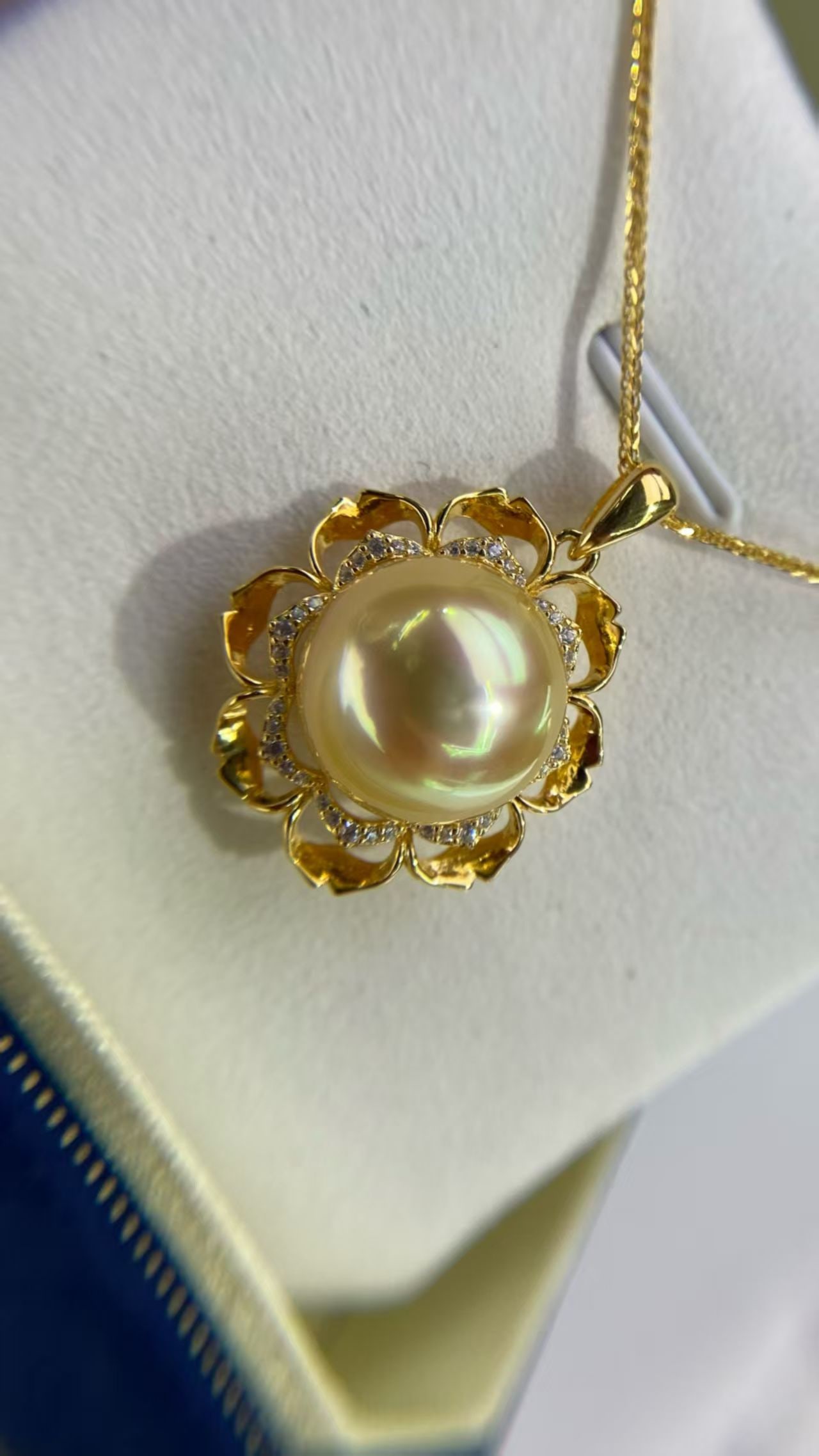 925 silver inlaid with zircon gold pearl pendant - 4
