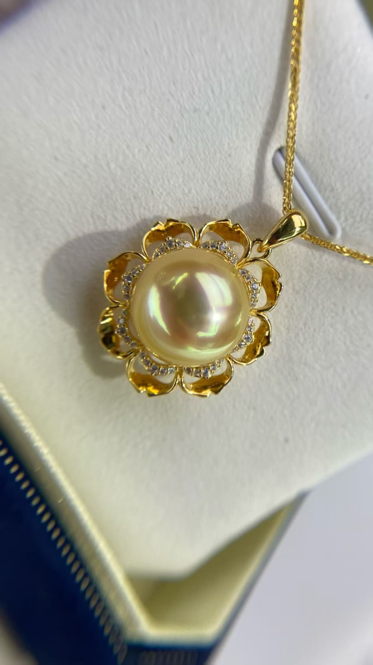 925 silver inlaid with zircon gold pearl pendant - 6