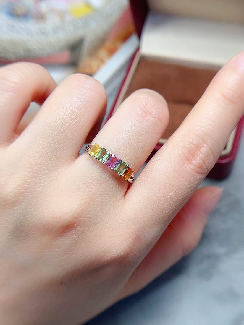 18K Gold Blue Sapphire Ring 1.1ct Emerald Cut - 5