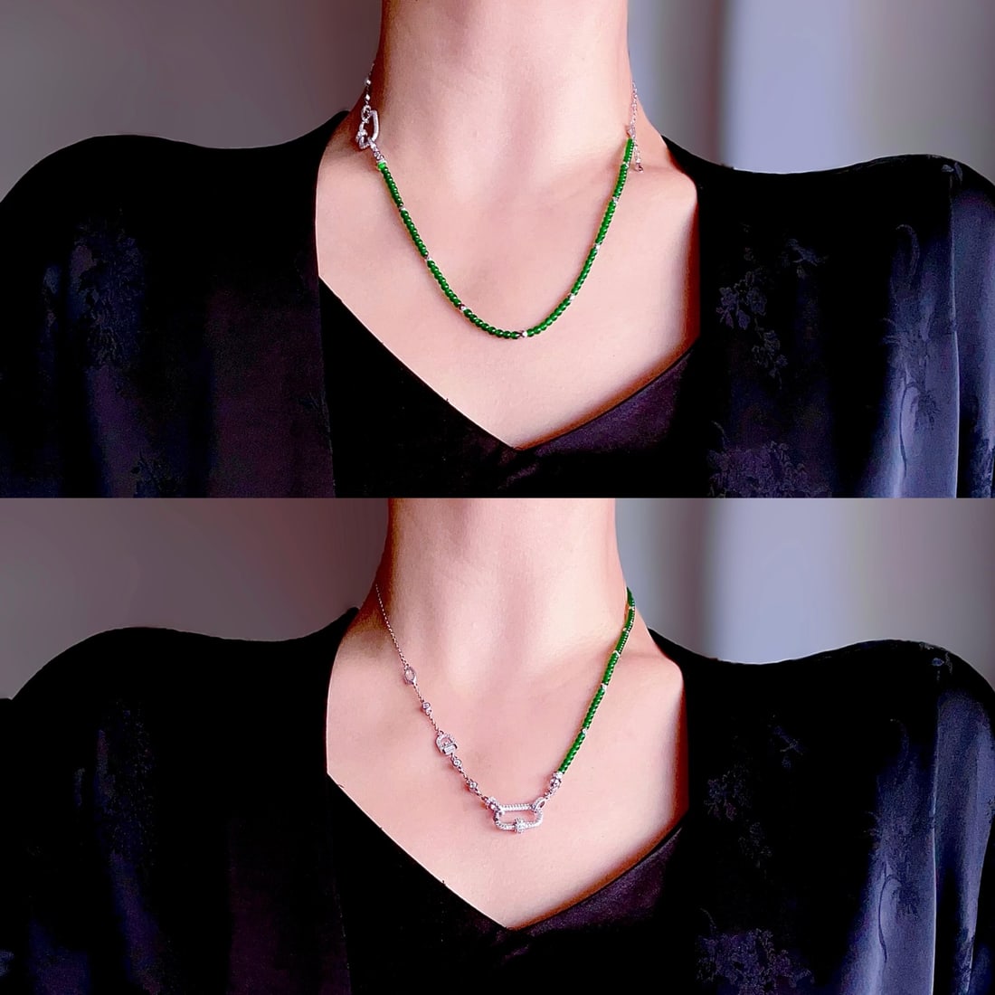 Natural jadeite millet bead versatile necklace - 5