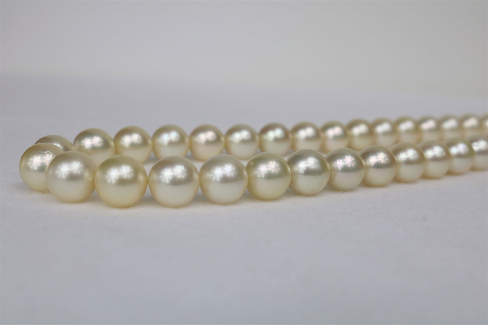 10-12mm Champagne South Sea Round Necklace with 14k Clasp - 2