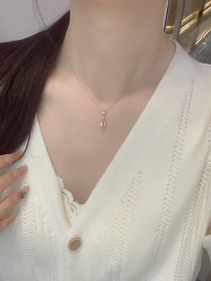 18K Gold Pink Morganite Necklace, 1.0ct, Soft Romantic Tone - 4