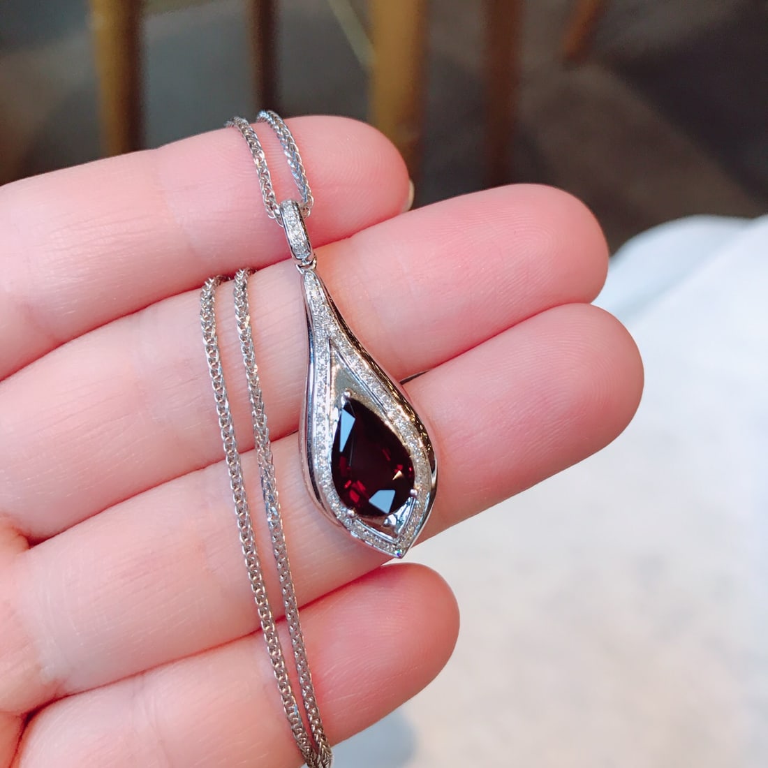 18K Gold Natural Tourmaline Pendant with 68 Diamonds, 1.9 ct Gemstone - 2