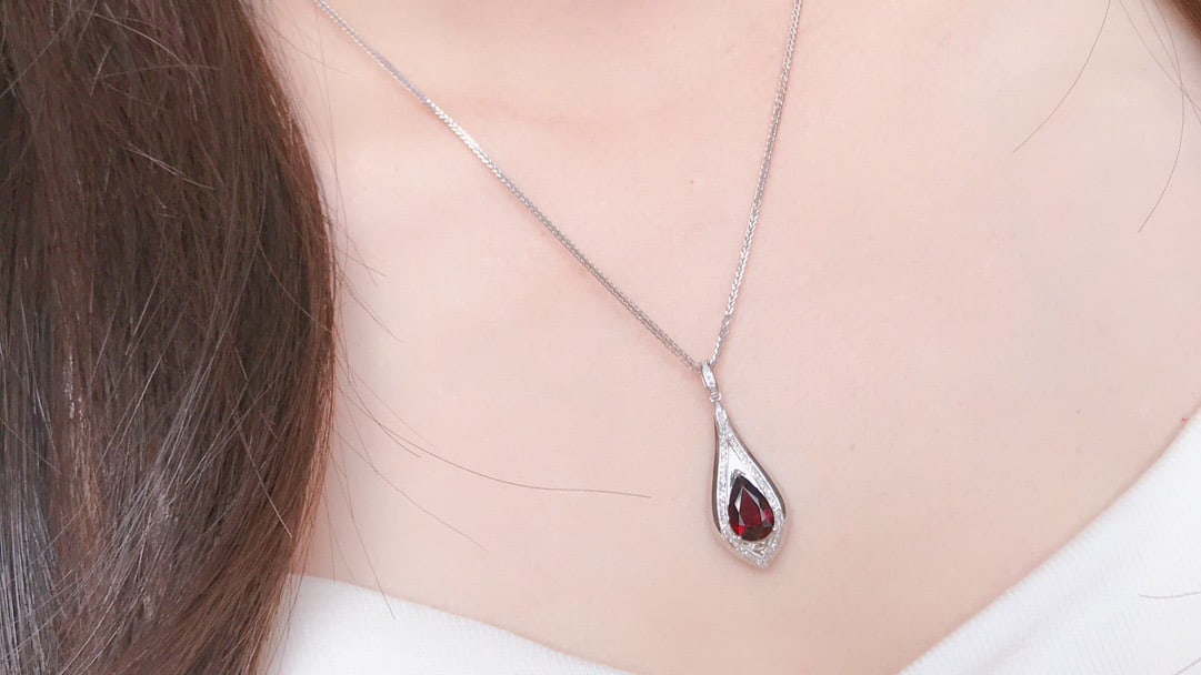 18K Gold Natural Tourmaline Pendant with 68 Diamonds, 1.9 ct Gemstone - 5